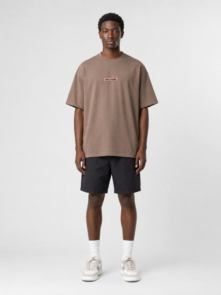 OVERSIZED HEAVYWEIGHT COTTON TAUPE T-SHIRT