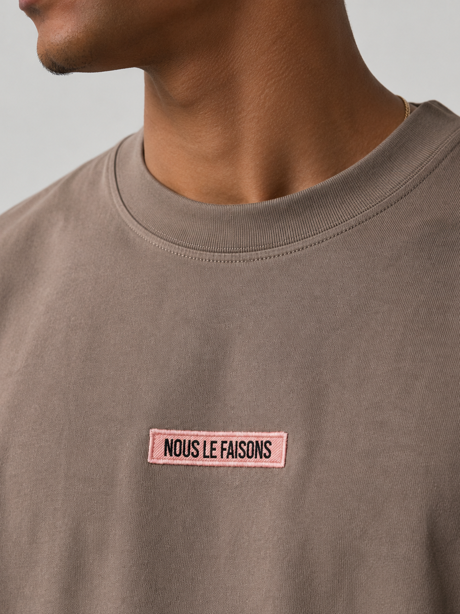 OVERSIZED HEAVYWEIGHT COTTON TAUPE T-SHIRT